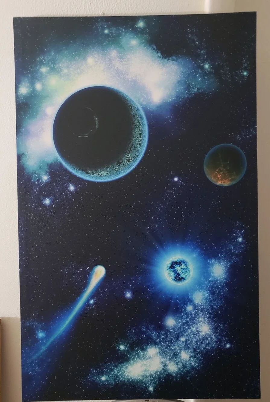 Illuminated Canvas Wall Art Outerspace Panoramic Glows Light Up Home Decor NWT